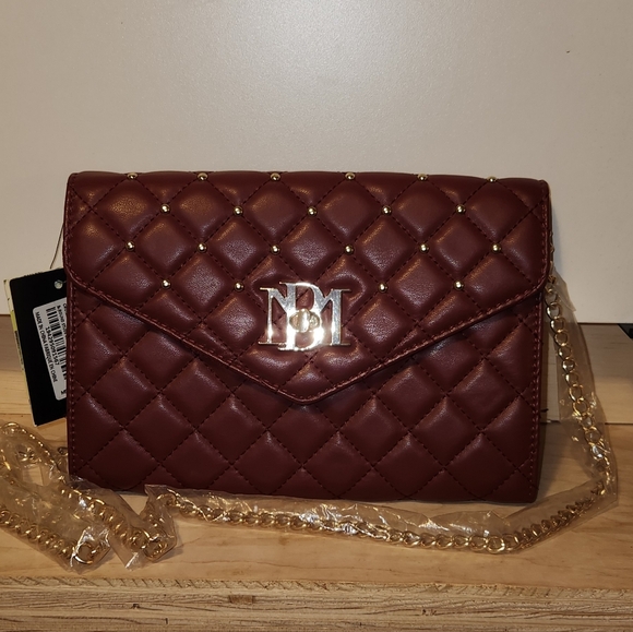 Badgley Mischka Handbags - Badgley Mischka Quilted Studded Crossbody— NWT— Wine